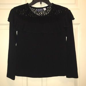 Girls black ruffle sweater